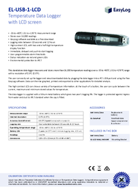 Thumbnail of document Data Sheet - EL-USB-1-LCD Temperature Data Logger